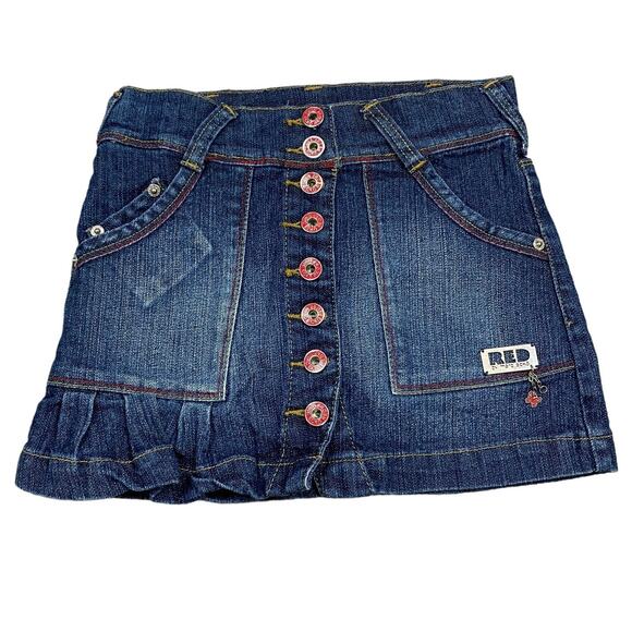 Red by Marc Ecko Patch Denim Mini Skirt Youth 8 Y2K - Picture 1 of 9